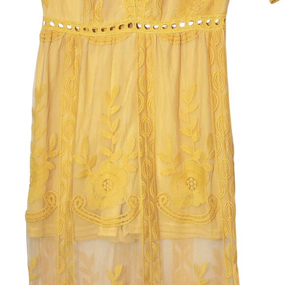 Eleter Yellow Lace Maxi Romper Dress Bohemian Boho Romantic Party Summer Size S - Picture 11 of 16